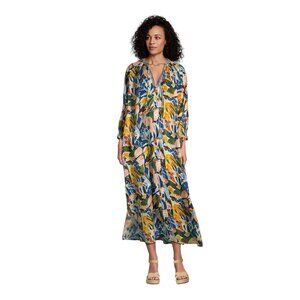 World Market Abstract Floral Maxi Dress Multicolor